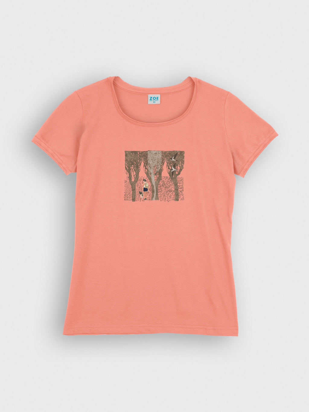Hiker with Dog in the Forest & Swallows - T-Shirts