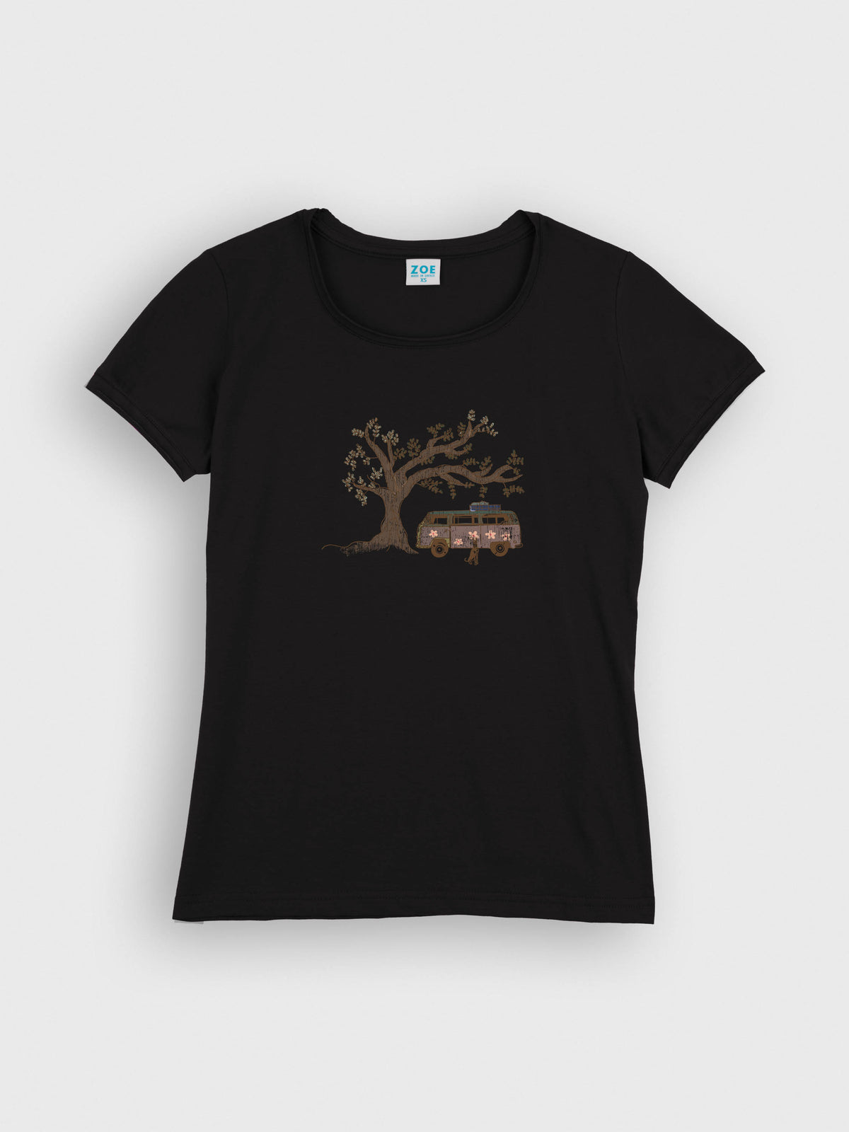 Camper Van & Olive Tree with Dog - T-Shirts