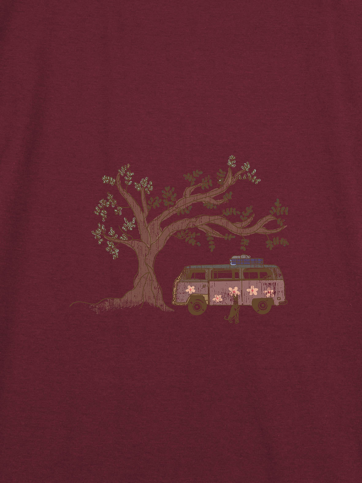 Camper Van & Olive Tree with Dog - T-Shirts