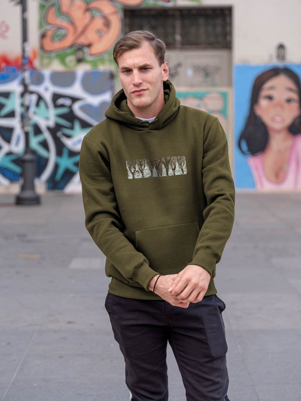 Cyclist Through the Trees - Hoodies