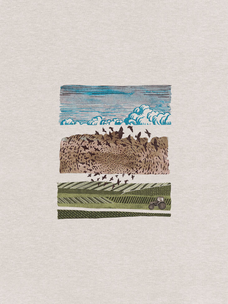 Birds Flock & Tractor Countryside - Hoodies