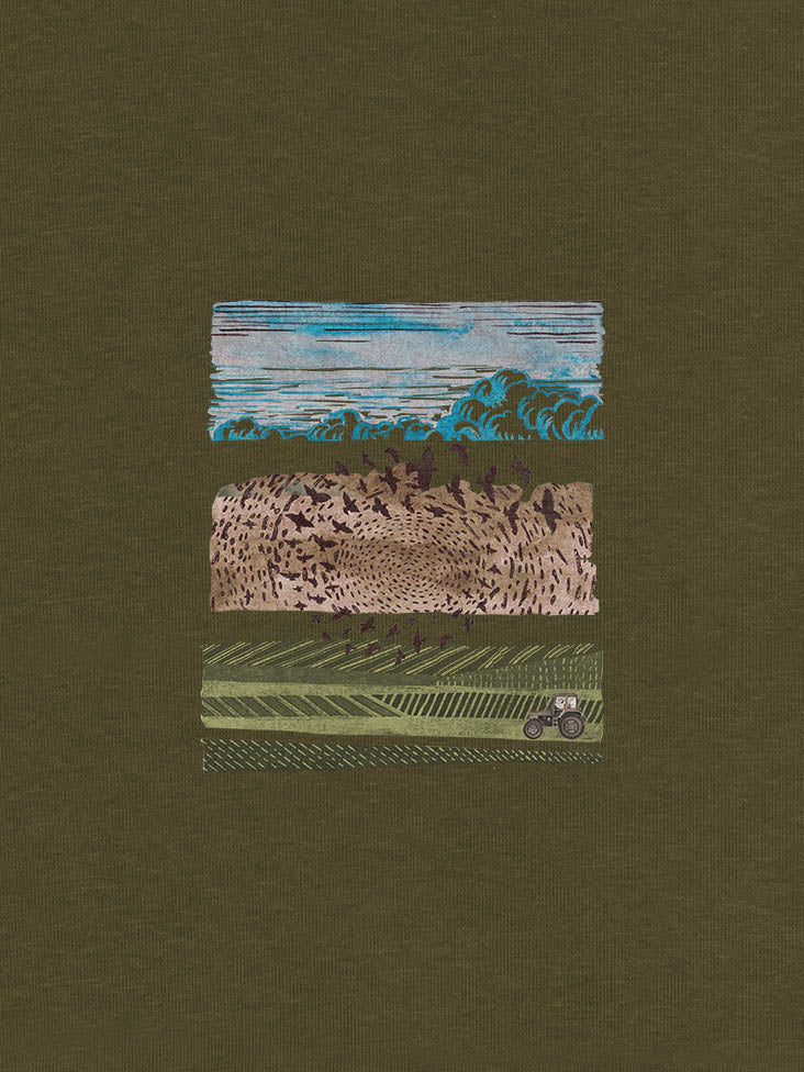 Birds Flock & Tractor Countryside - Hoodies