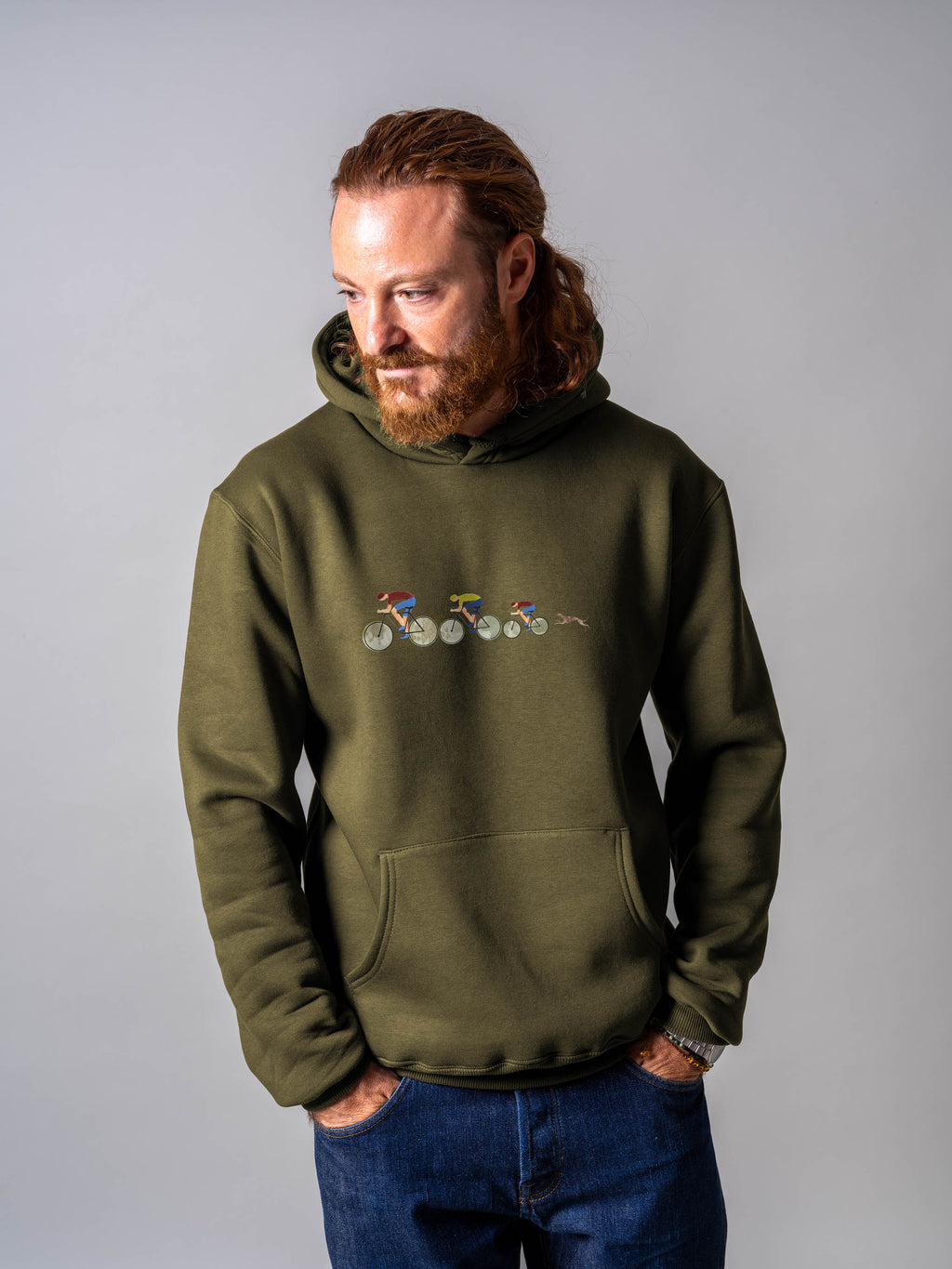 Racing Cyclists & Running Dog - Hoodies