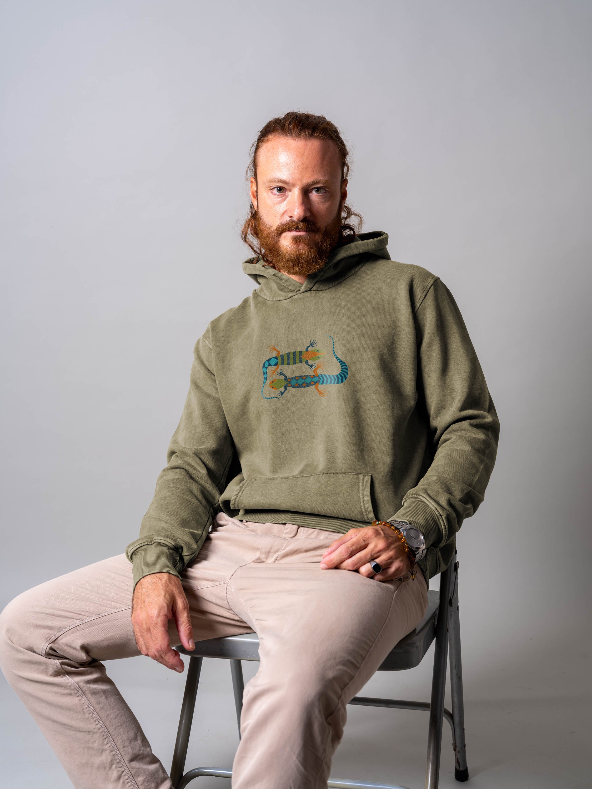 Happy colorful Lizards - Stonewashed Hoodie