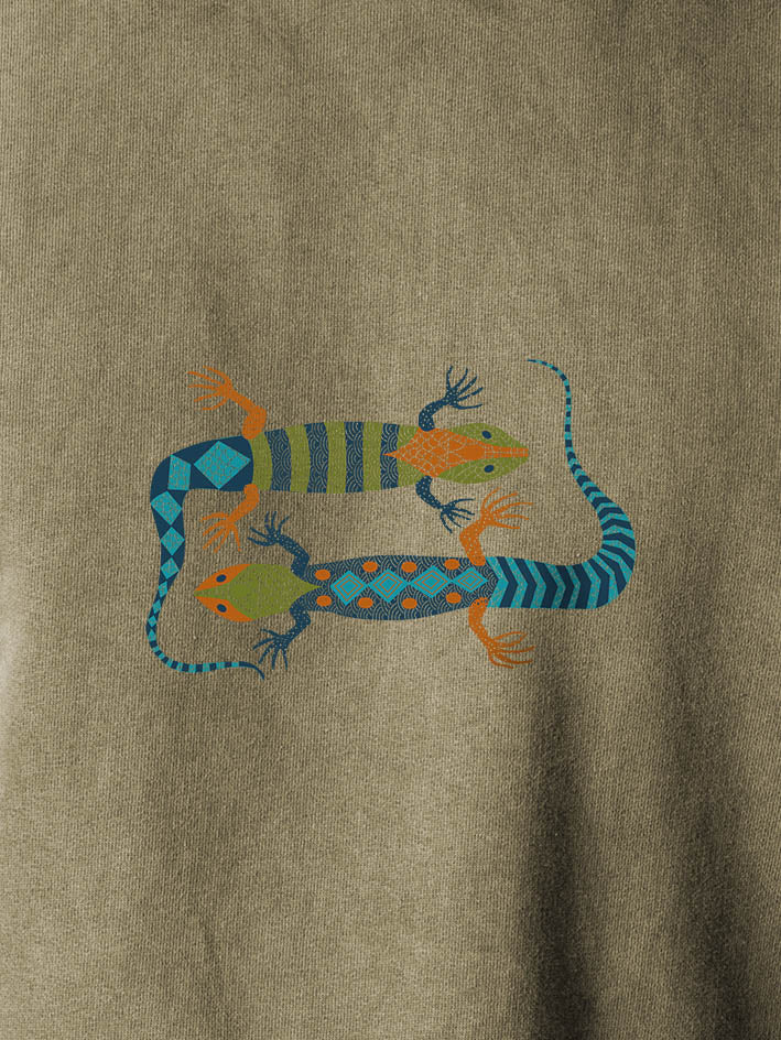 Happy colorful Lizards - Stonewashed Hoodie
