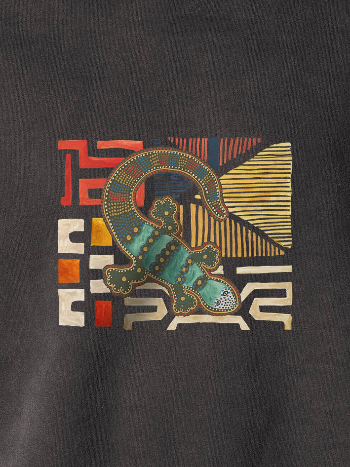 Lizard on abstract - Stonewashed Hoodie