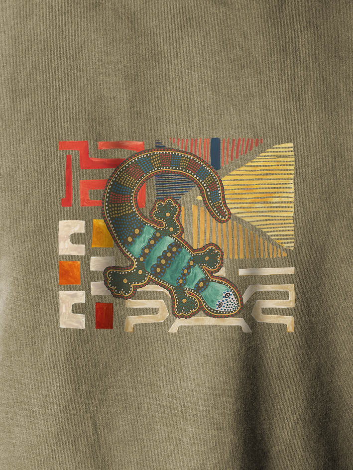 Lizard on abstract - Stonewashed Hoodie