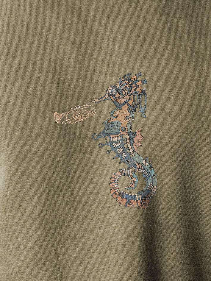 Ballad of the mechanical seahorse - Stonewashed Hoodie