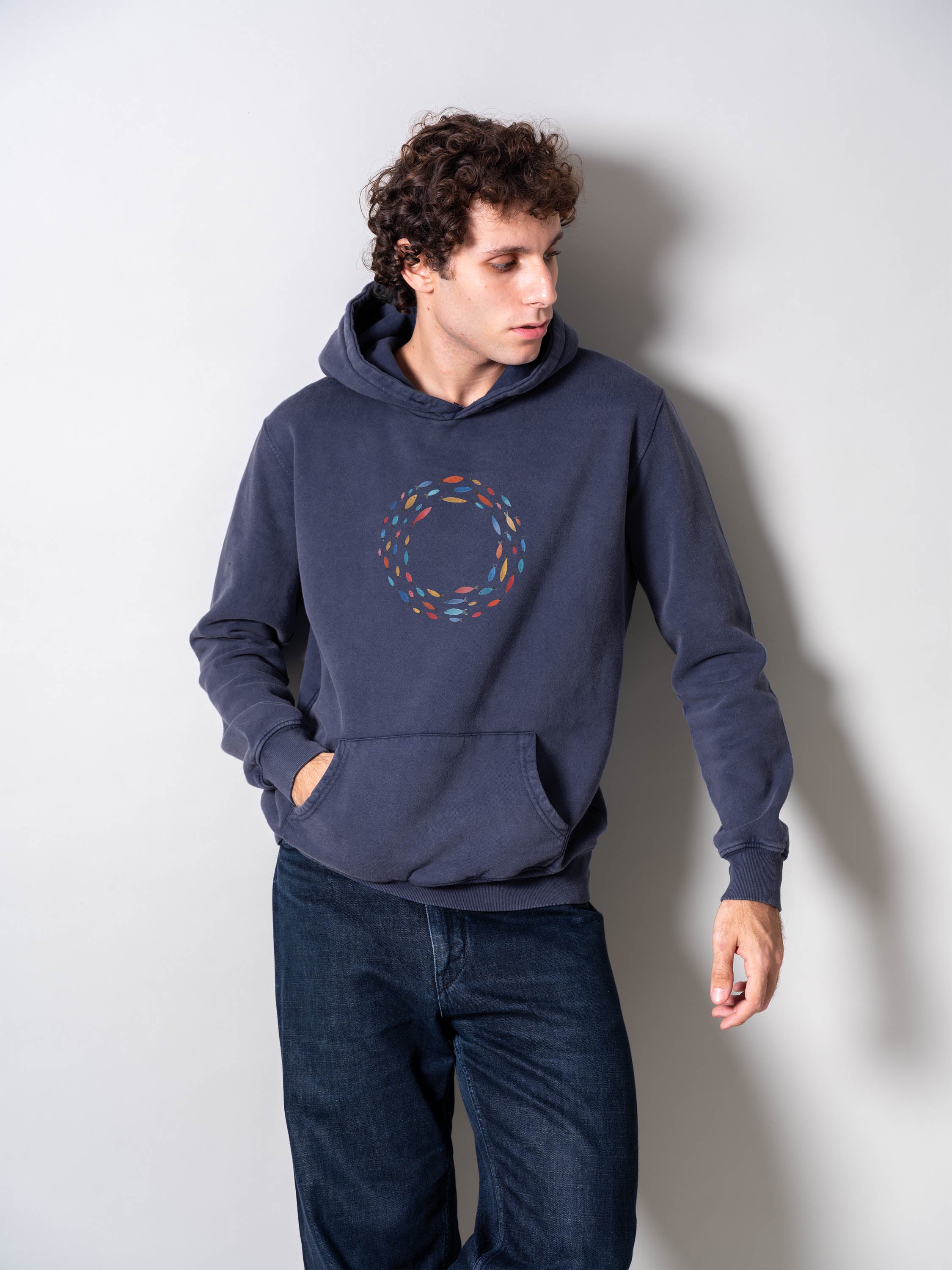 Aegean Fish Circle  - Stonewashed Hoodie