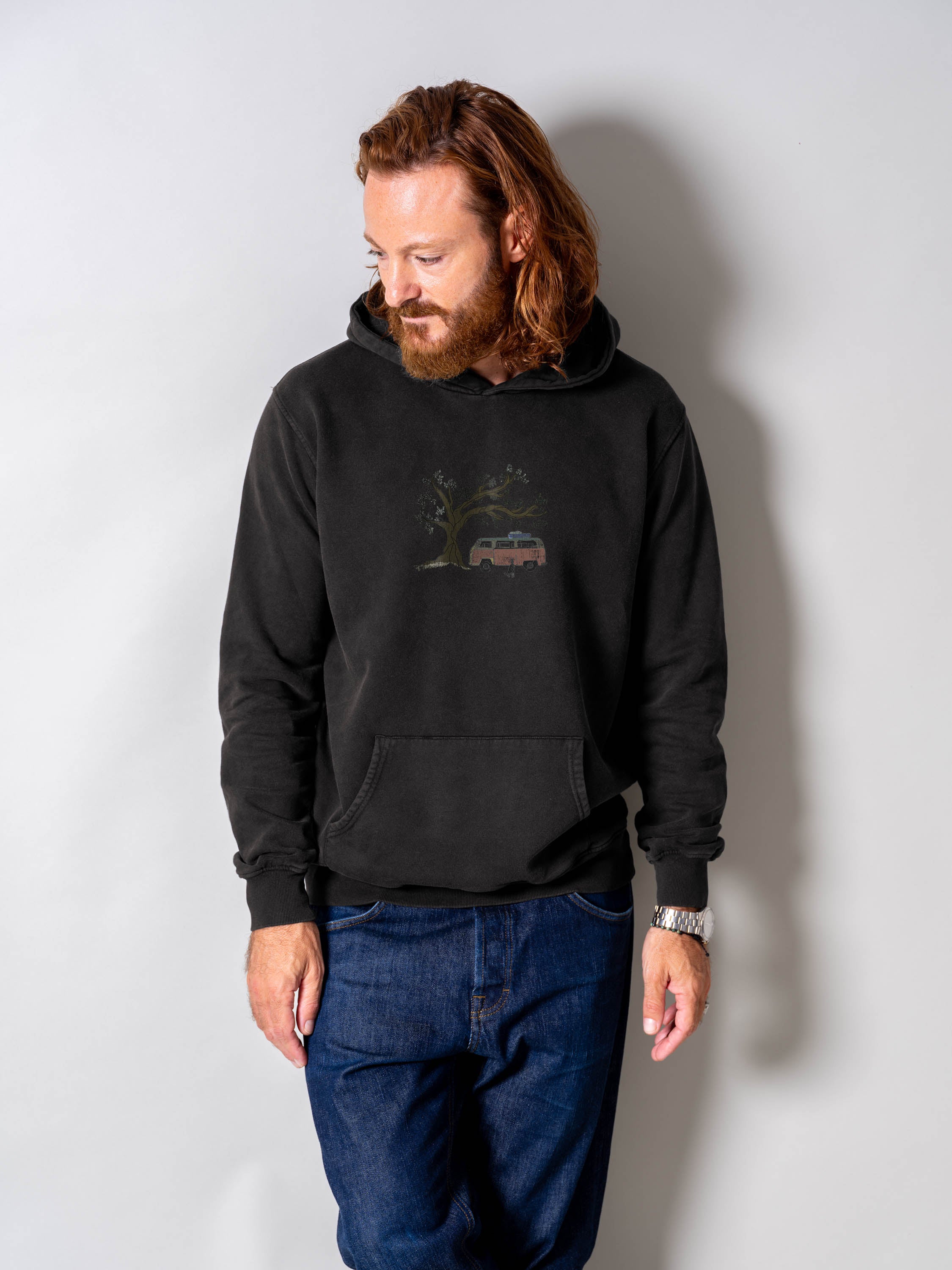 Olive Tree Camper  - Stonewashed Hoodie