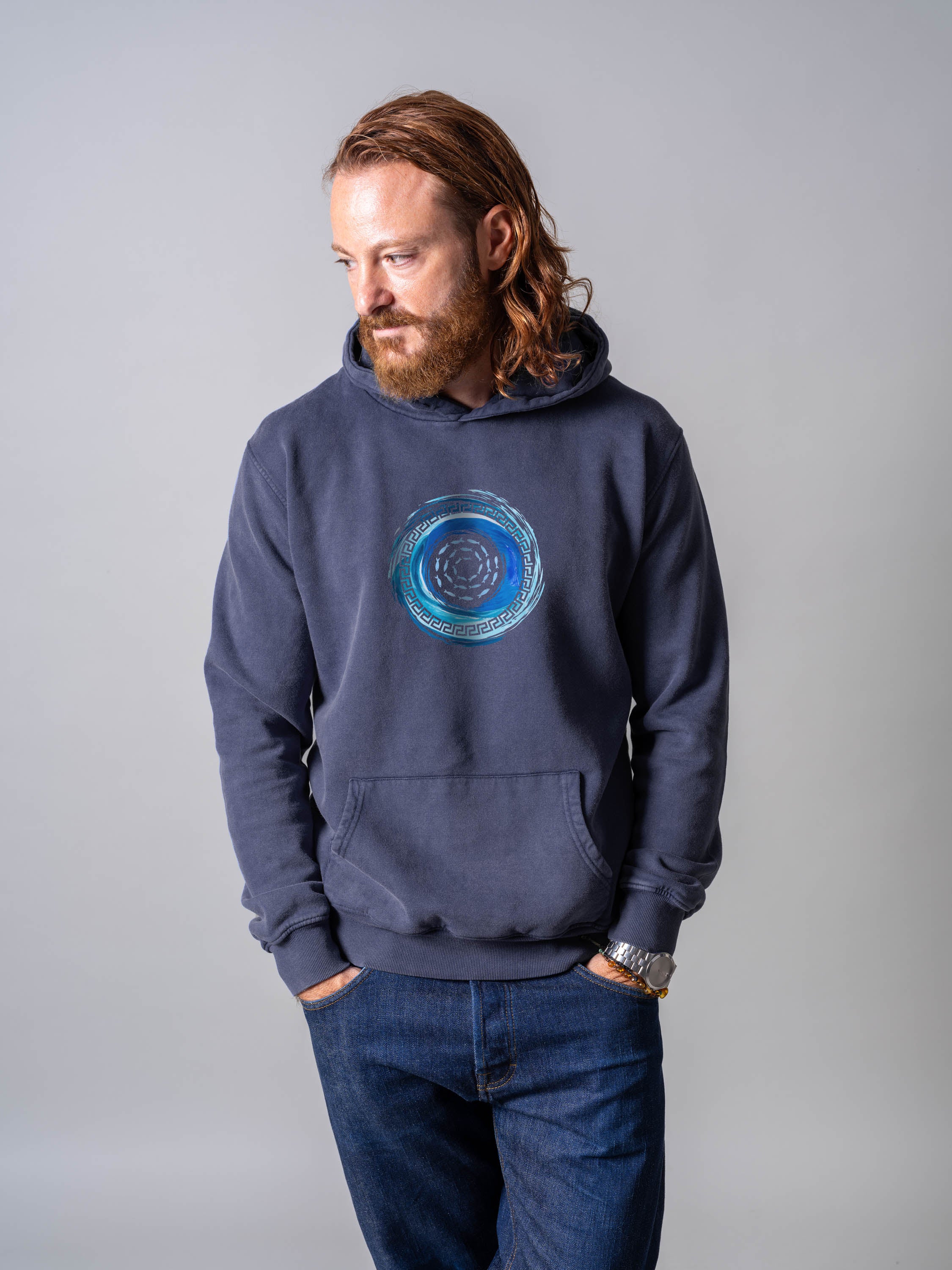 Aegean Spiral  - Stonewashed Hoodie