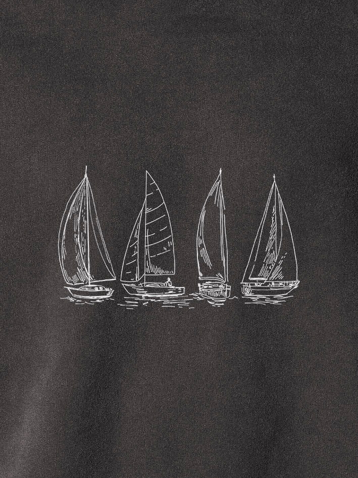 Outlines of sailing boats - Stonewashed Hoodie