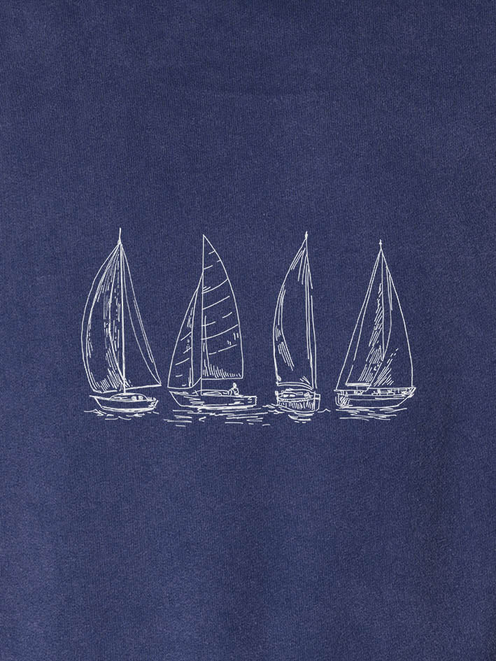 Outlines of sailing boats - Stonewashed Hoodie
