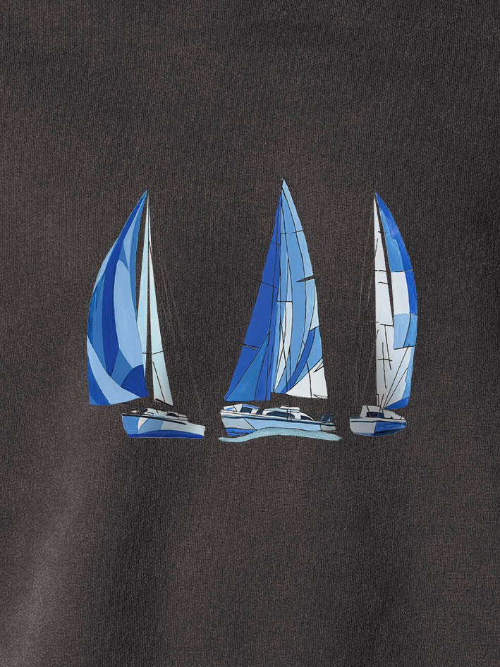 Greek sailing boats - Stonewashed Hoodie