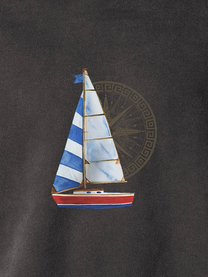Sailing boat & Compass - Stonewashed Hoodie