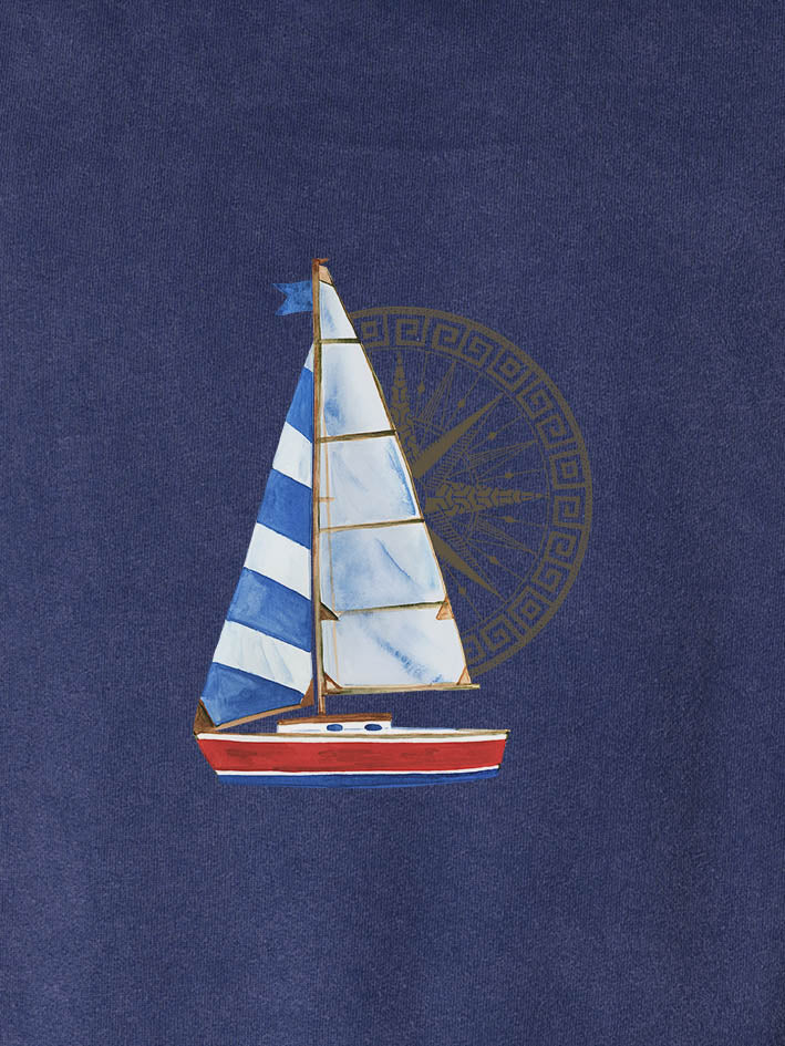 Sailing boat & Compass - Stonewashed Hoodie