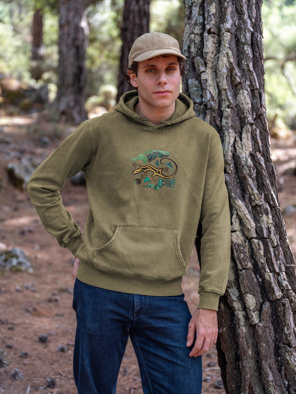 Mosaic Gecko - Stonewashed Hoodie