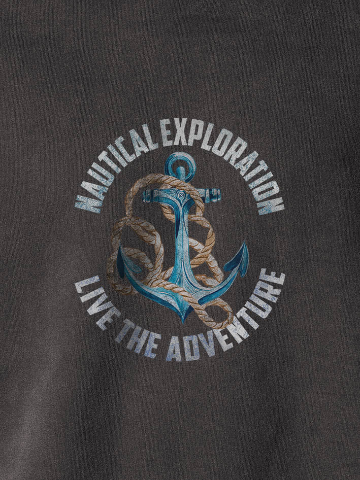 Nautical Exploration Anchor - Stonewashed Hoodie