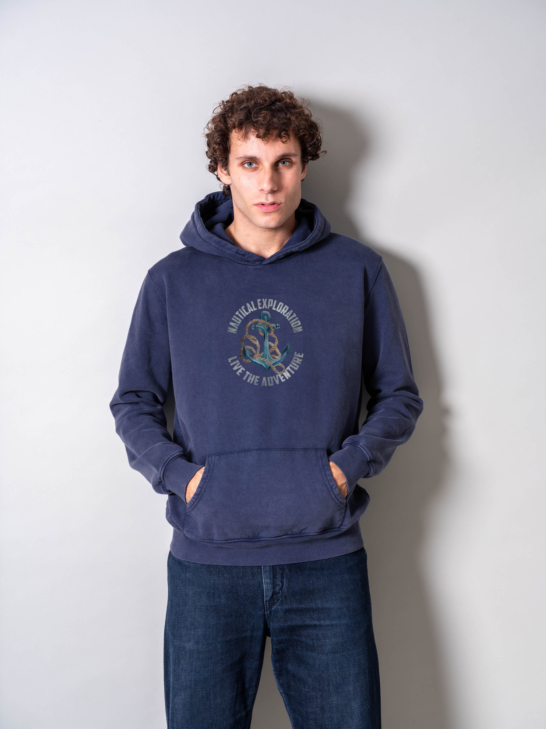 Nautical Exploration Anchor - Stonewashed Hoodie