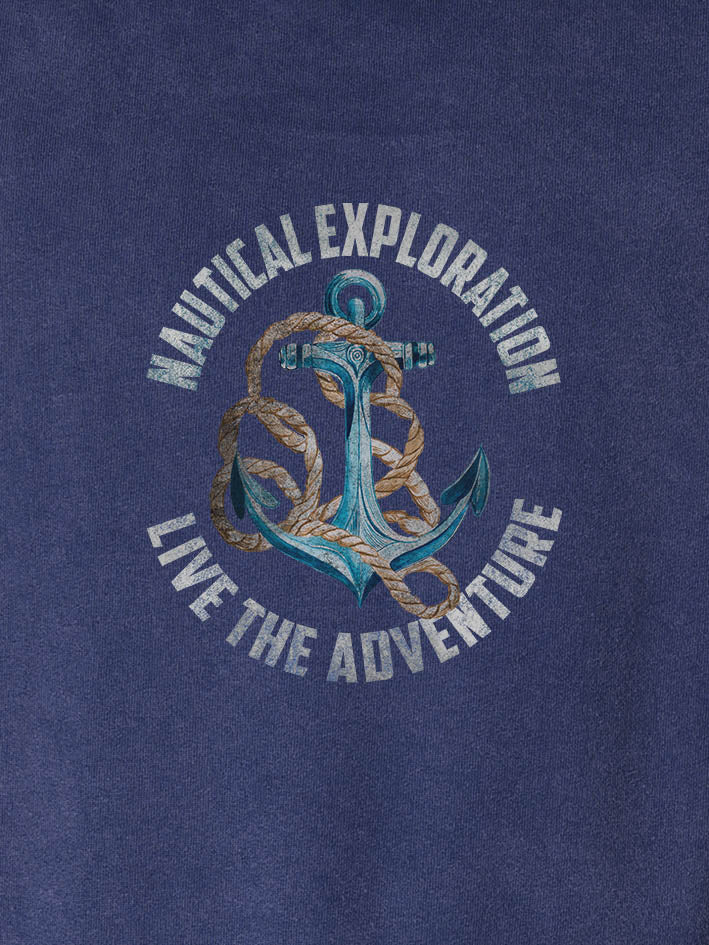 Nautical Exploration Anchor - Stonewashed Hoodie