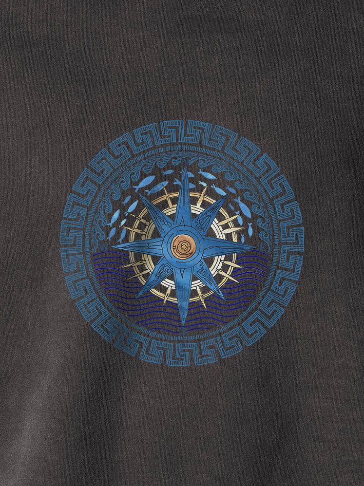 Aegean Star Compass - Stonewashed Hoodie