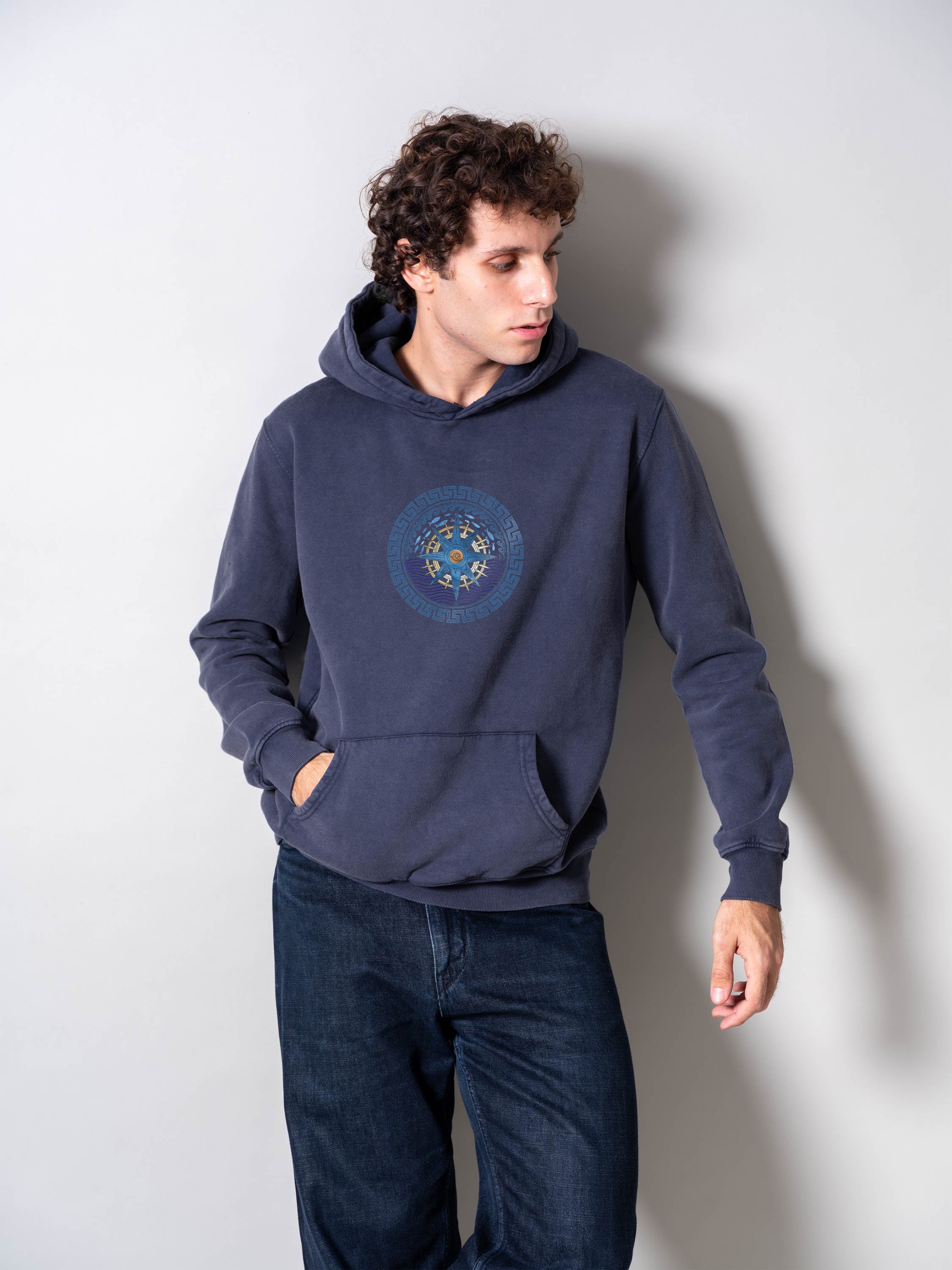 Aegean Star Compass - Stonewashed Hoodie