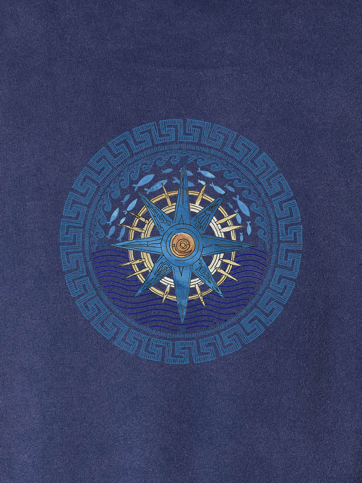 Aegean Star Compass - Stonewashed Hoodie