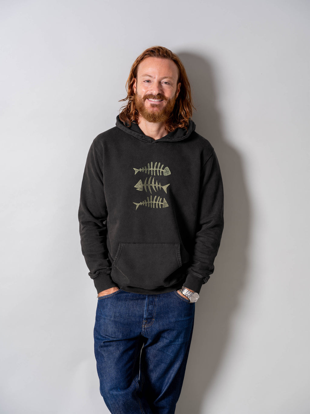 Fish Bones Trio - Stonewashed Hoodie