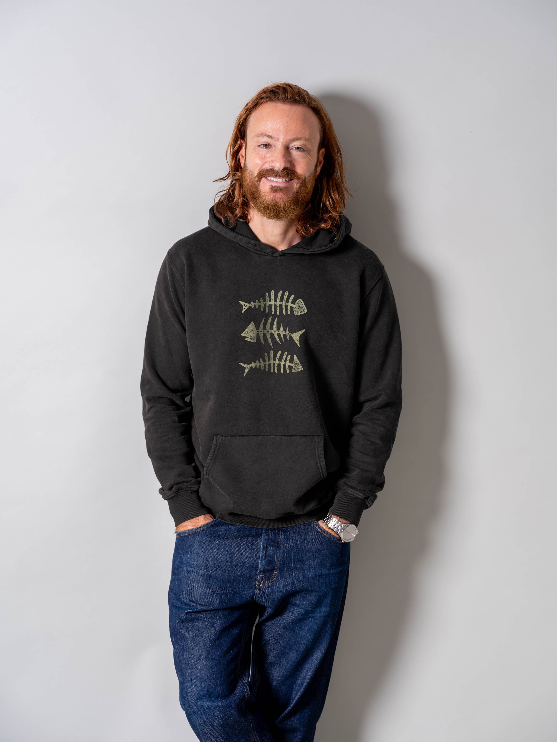 Fish Bones Trio - Stonewashed Hoodie