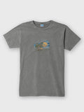 ZOE grey cotton T-shirt with artistic tree and sun graphic, original design from Crete
