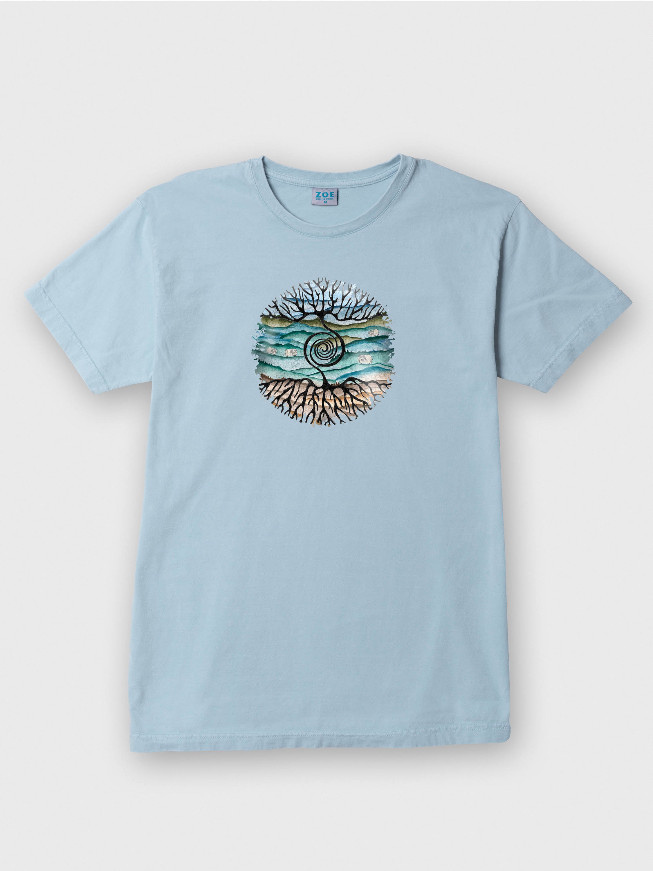 Tree rooted in Cretan landscape - Stonewashed T-Shirts