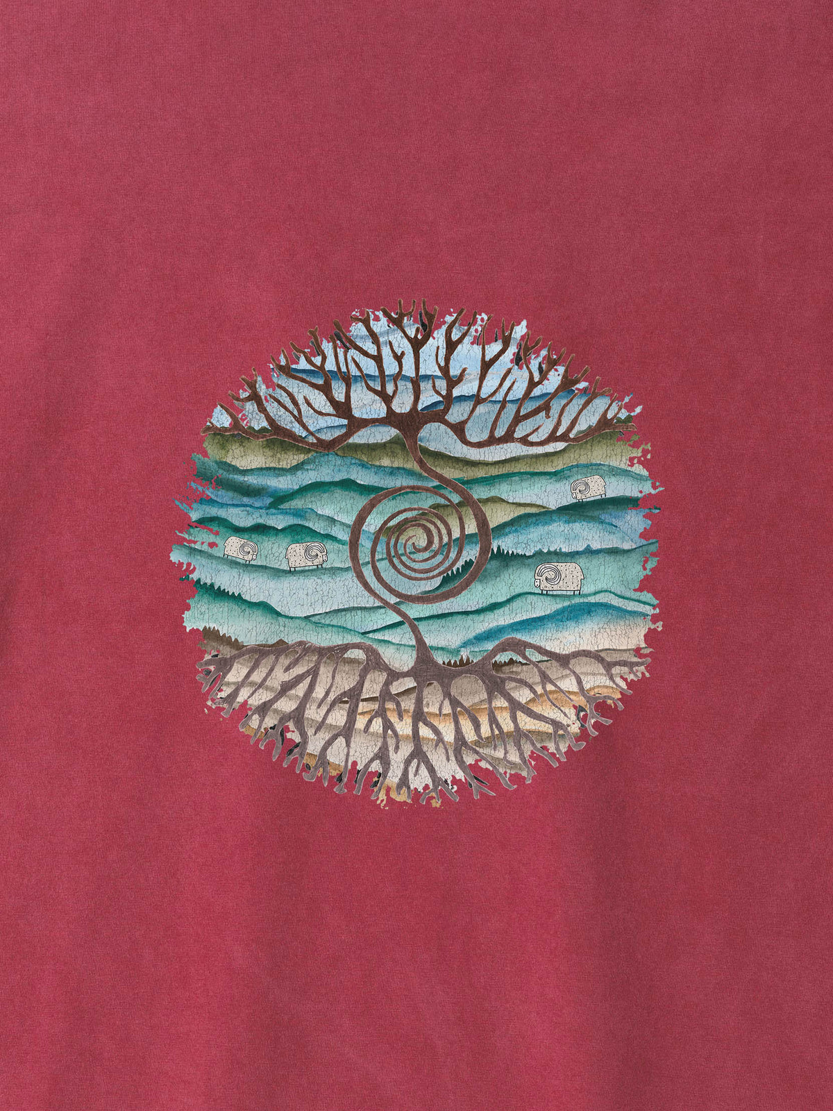 Tree rooted in Cretan landscape - Stonewashed T-Shirts