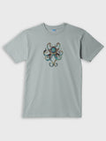 ZOE light blue T-shirt with colorful octopus graphic, Greek cotton, original art