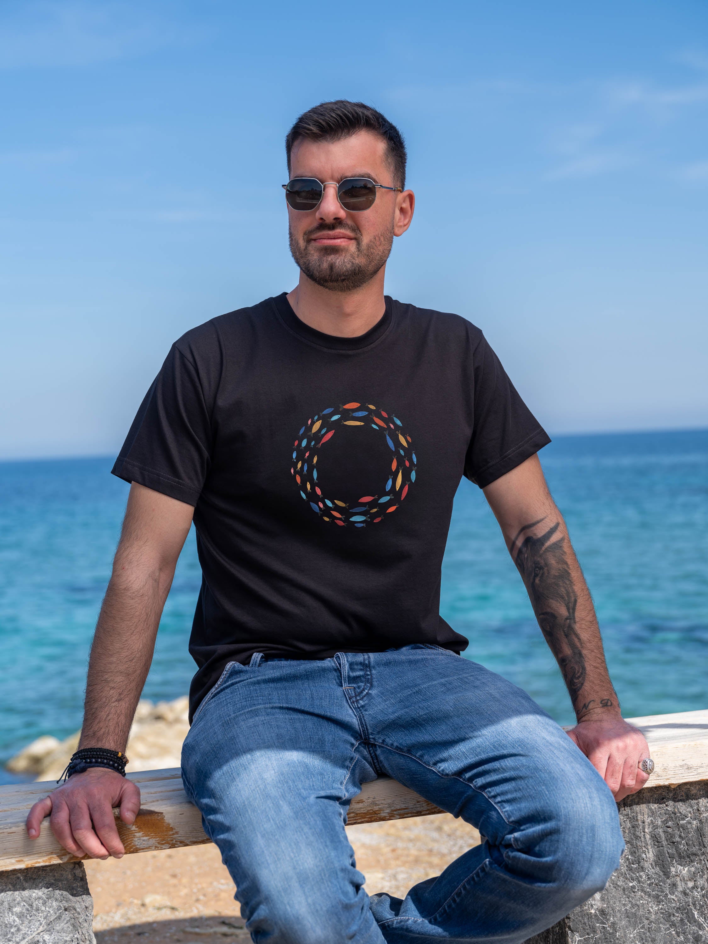 Aegean Fish Circle  - T-Shirts