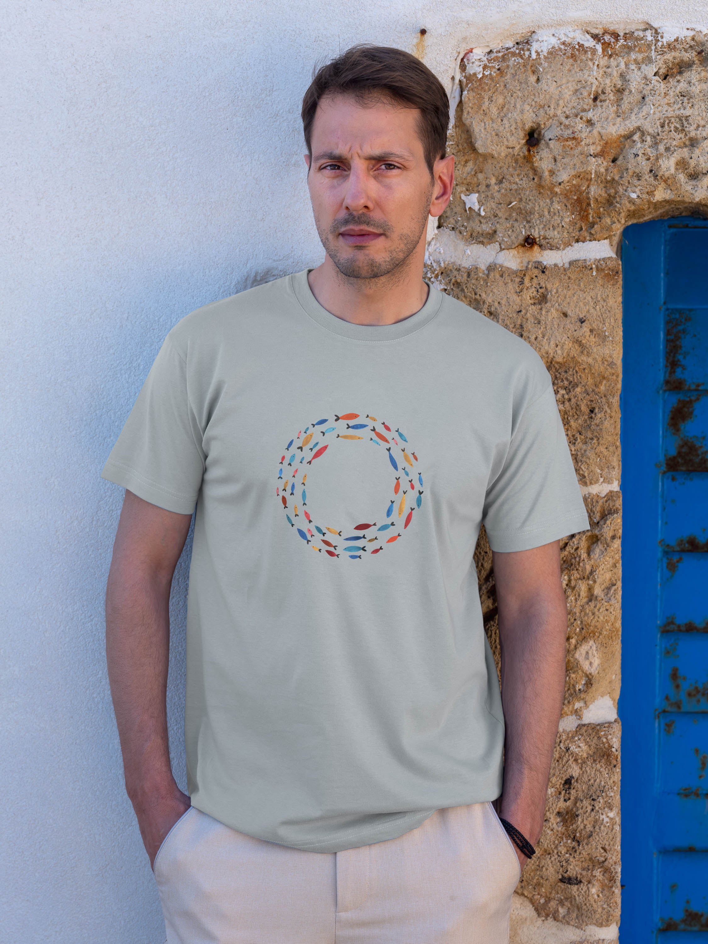 Aegean Fish Circle  - T-Shirts