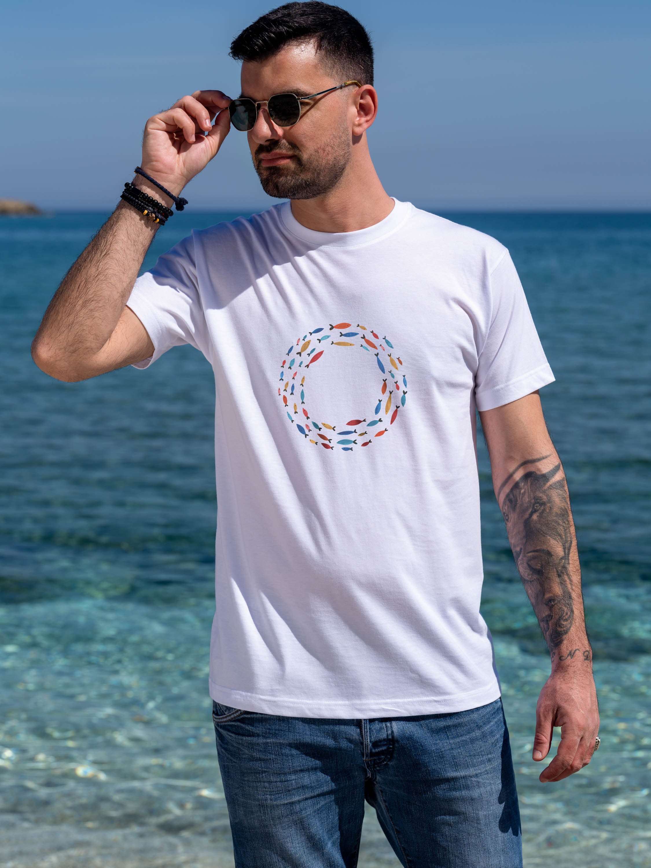 Aegean Fish Circle  - T-Shirts