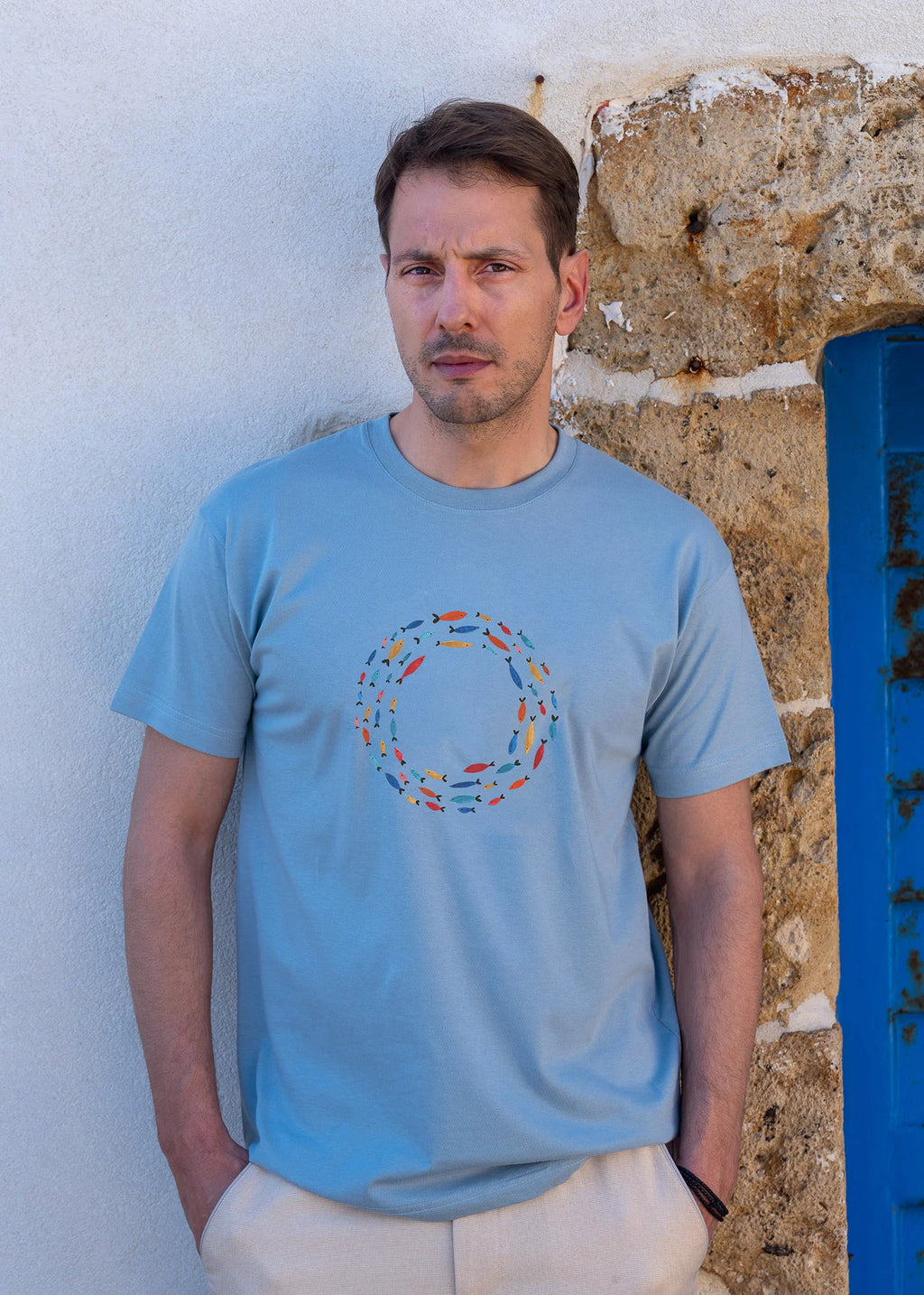 Aegean Fish Circle  - T-Shirts