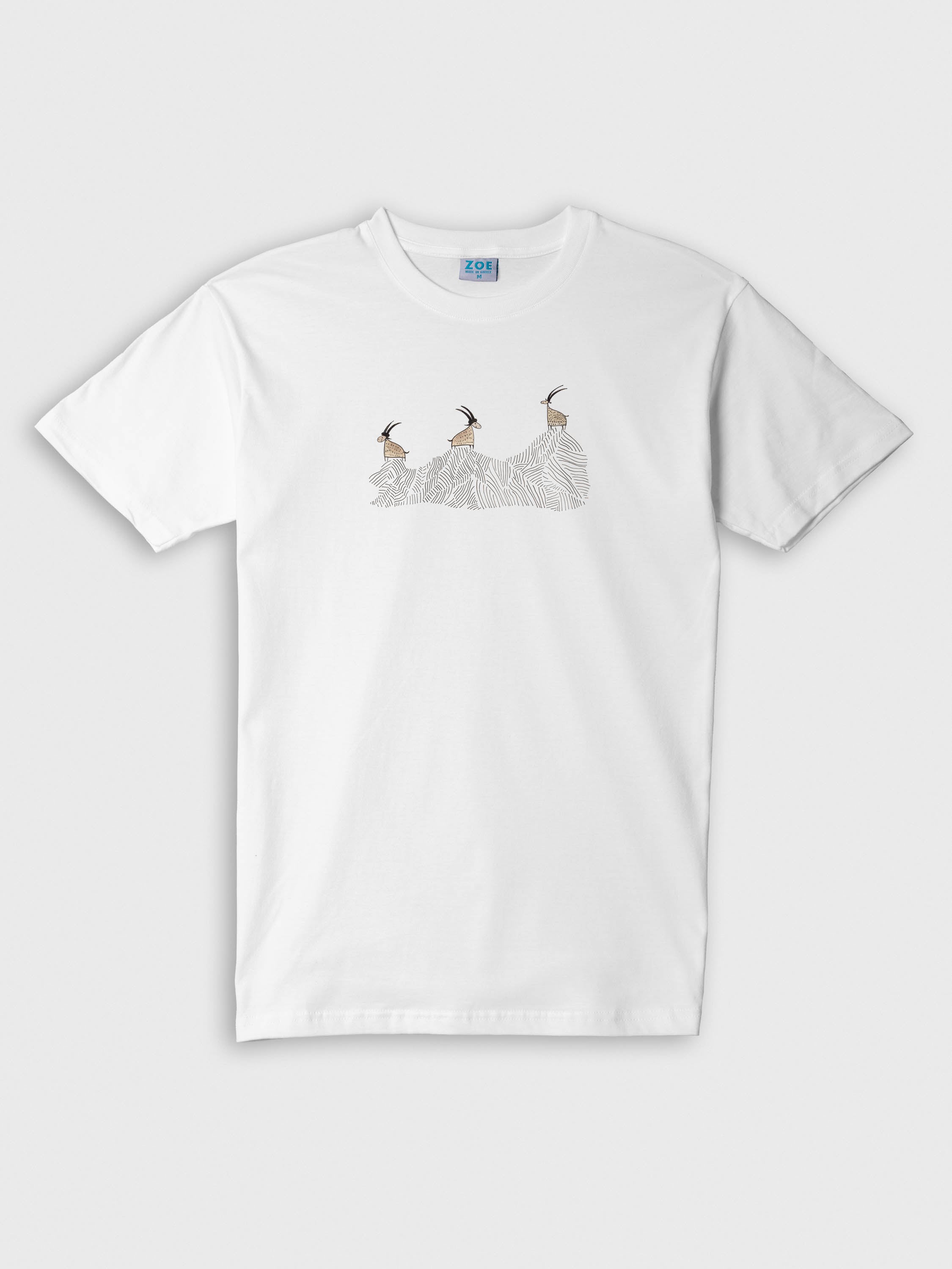 Cretan goats on a jagged ridge - T-Shirts