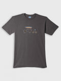 ZOE grey T-shirt with colorful car and cyclist graphic, Greek cotton, original art design