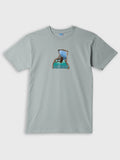 Light blue ZOE T-shirt with original art graphic, crafted from Greek cotton