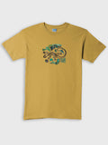ZOE olive T-shirt with original gecko art, Greek cotton, designed in Crete