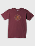 ZOE aubergine T-shirt with gold octopus art, Greek cotton, designed in Crete