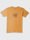 ZOE ochre Greek cotton T-shirt with octopus art, handmade in Crete