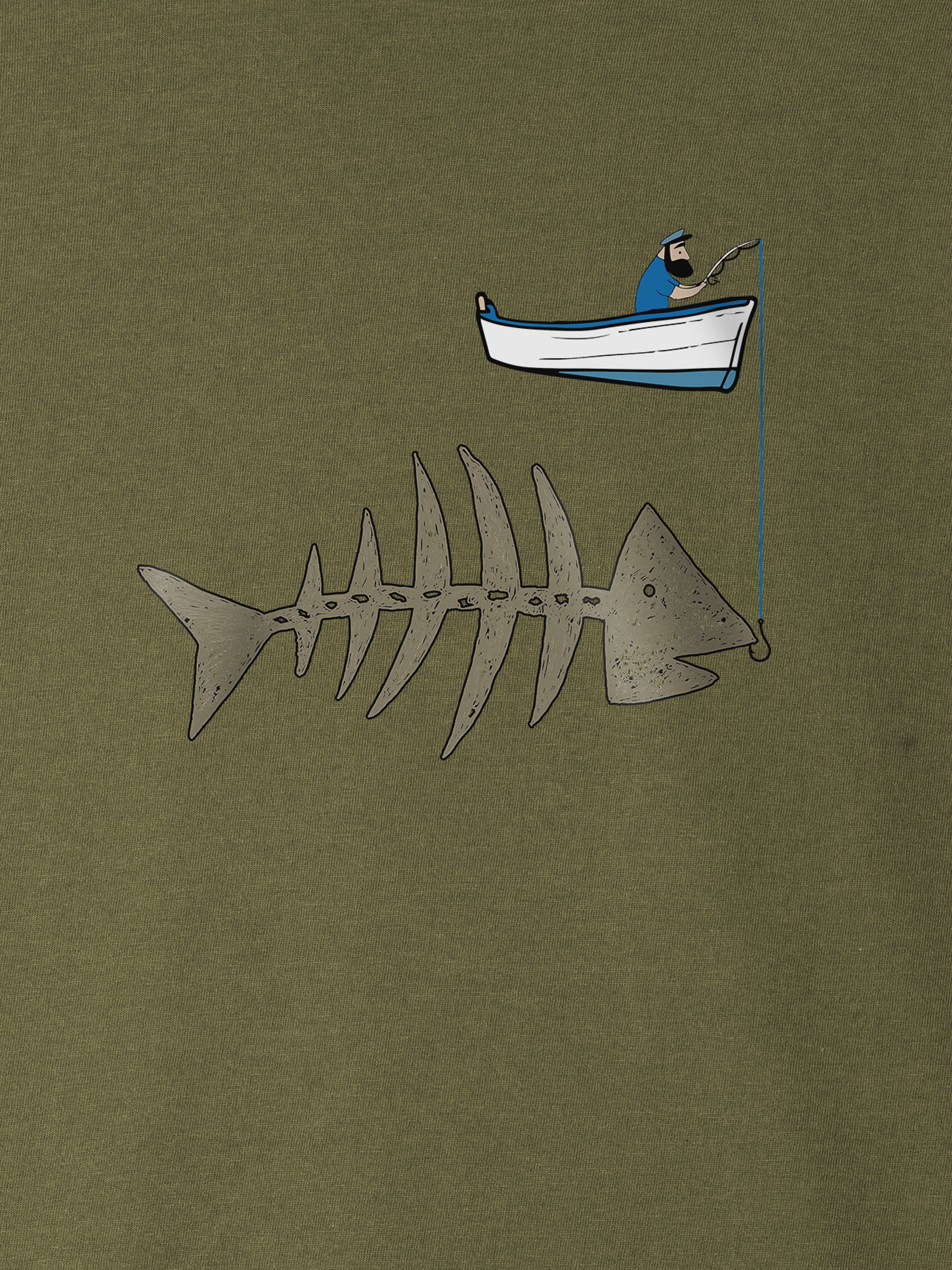 Fishing boat & Fishbone - T-Shirts