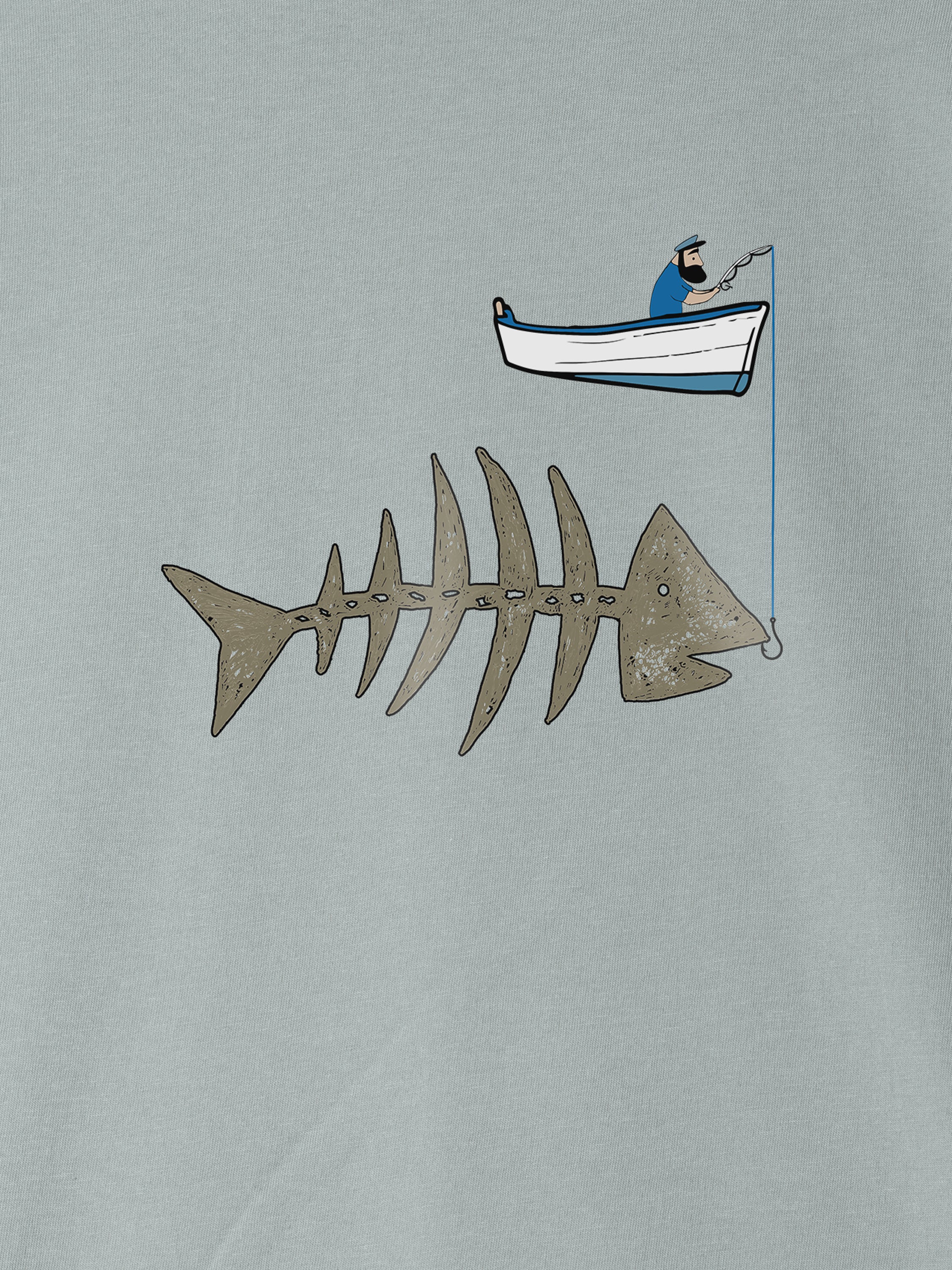Fishing boat & Fishbone - T-Shirts