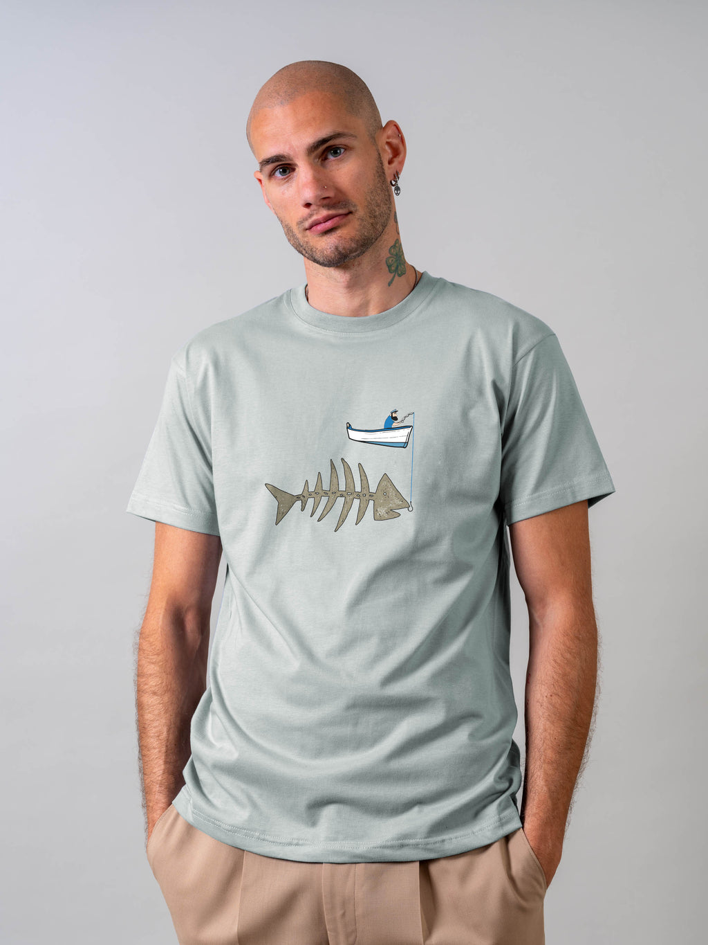 Fishing boat & Fishbone - T-Shirts