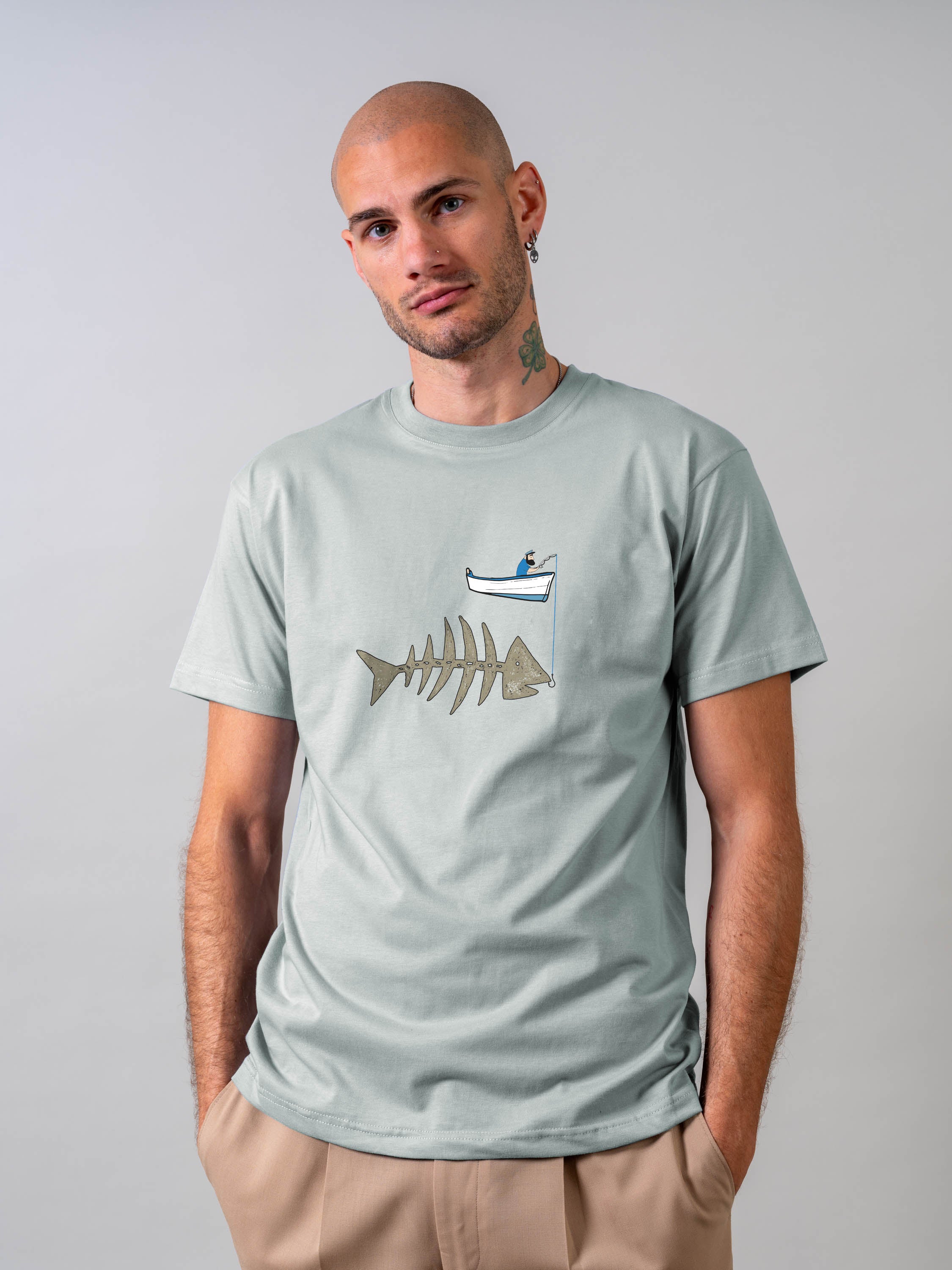 Fishing boat & Fishbone - T-Shirts