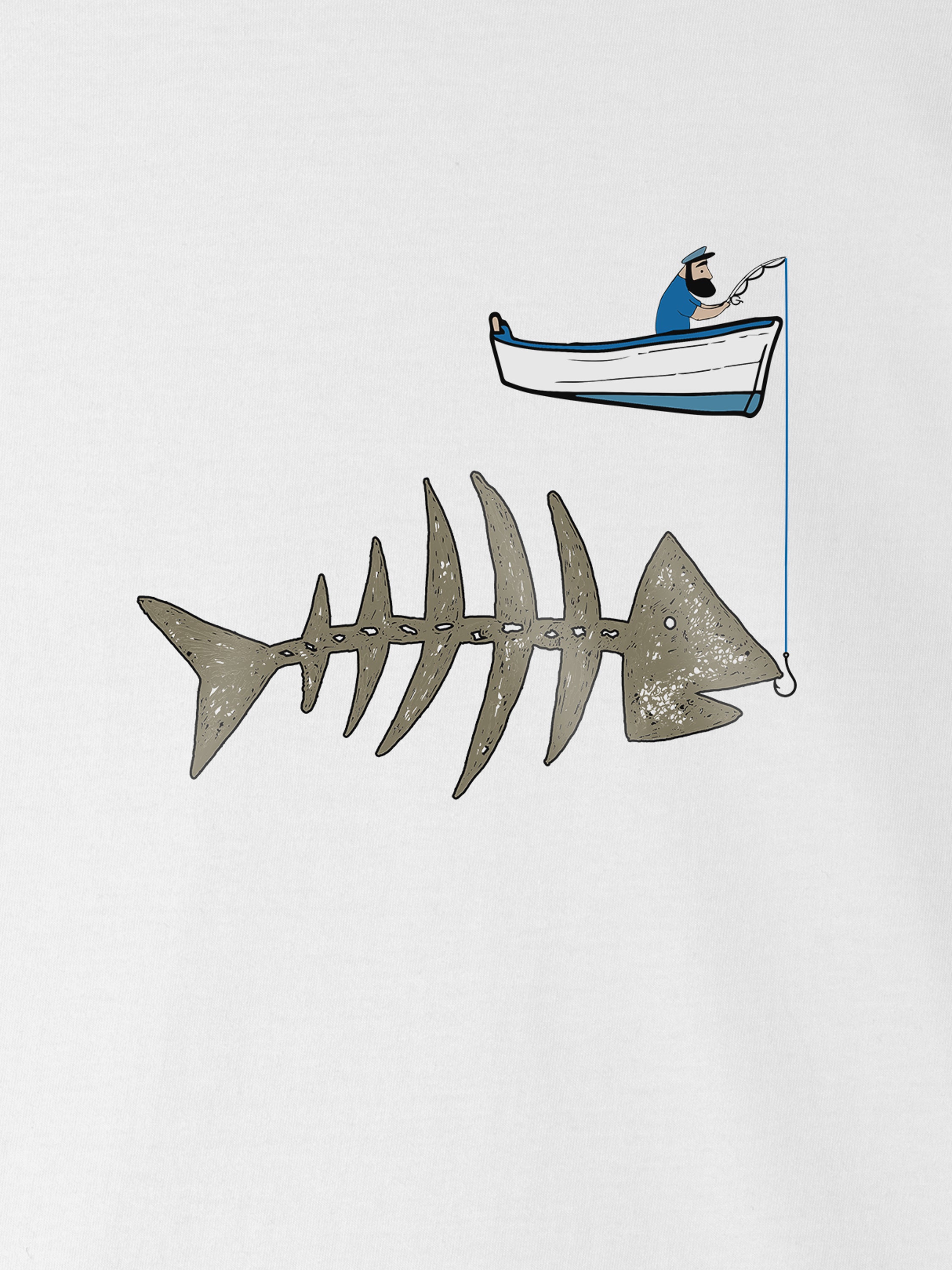 Fishing boat & Fishbone - T-Shirts