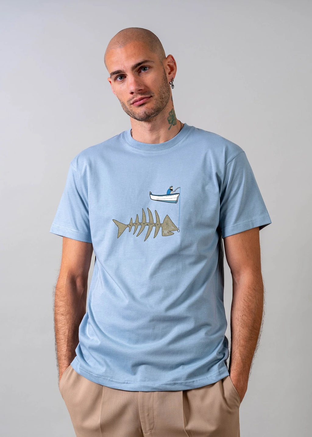 Fishing boat & Fishbone - T-Shirts