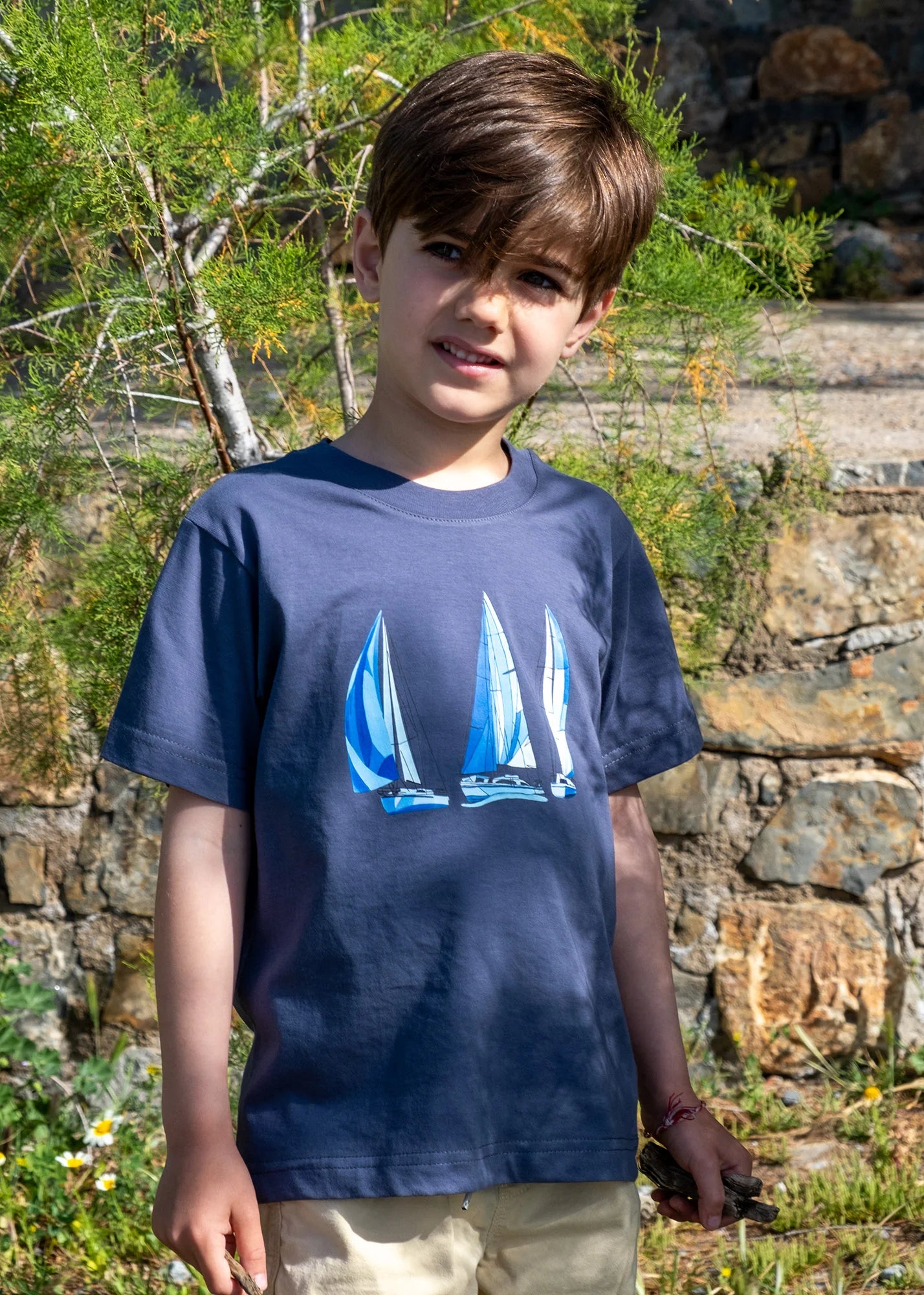 Triple Blue Sailboats - T-Shirts